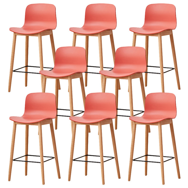 Modern Style Plastic Bar-stool Wooden Counter Bar Stool for Home Orange 8 Piece Set Counter Stool(26"H) Clearhalo 'Bar Furniture' 'Bar Stools' 'bar_stools' 'furn' 'furn_bar_stools' 'Furniture' 'furniture_bar_stools' 'Kitchen & Dining Furniture' 5061569