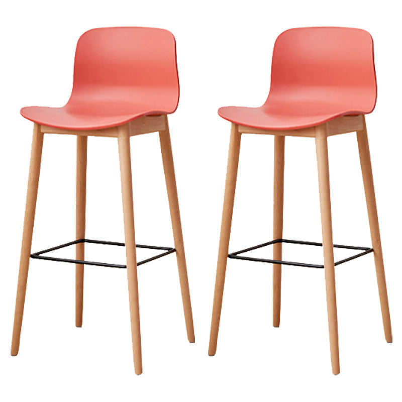 Modern Style Plastic Bar-stool Wooden Counter Bar Stool for Home Orange 2 Piece Set Bar Stool(30"H) Clearhalo 'Bar Furniture' 'Bar Stools' 'bar_stools' 'furn' 'furn_bar_stools' 'Furniture' 'furniture_bar_stools' 'Kitchen & Dining Furniture' 5061570