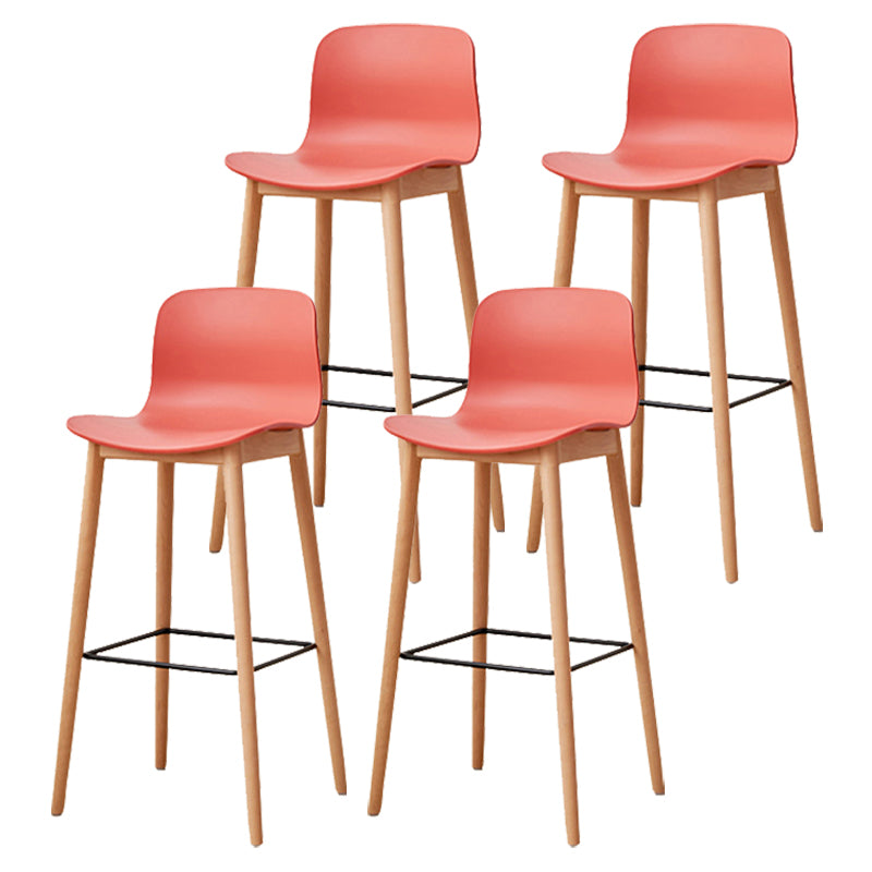 Modern Style Plastic Bar-stool Wooden Counter Bar Stool for Home Orange 4 Piece Set Bar Stool(30"H) Clearhalo 'Bar Furniture' 'Bar Stools' 'bar_stools' 'furn' 'furn_bar_stools' 'Furniture' 'furniture_bar_stools' 'Kitchen & Dining Furniture' 5061571