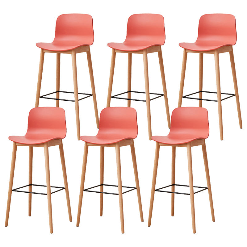 Modern Style Plastic Bar-stool Wooden Counter Bar Stool for Home Orange 6 Piece Set Bar Stool(30"H) Clearhalo 'Bar Furniture' 'Bar Stools' 'bar_stools' 'furn' 'furn_bar_stools' 'Furniture' 'furniture_bar_stools' 'Kitchen & Dining Furniture' 5061572