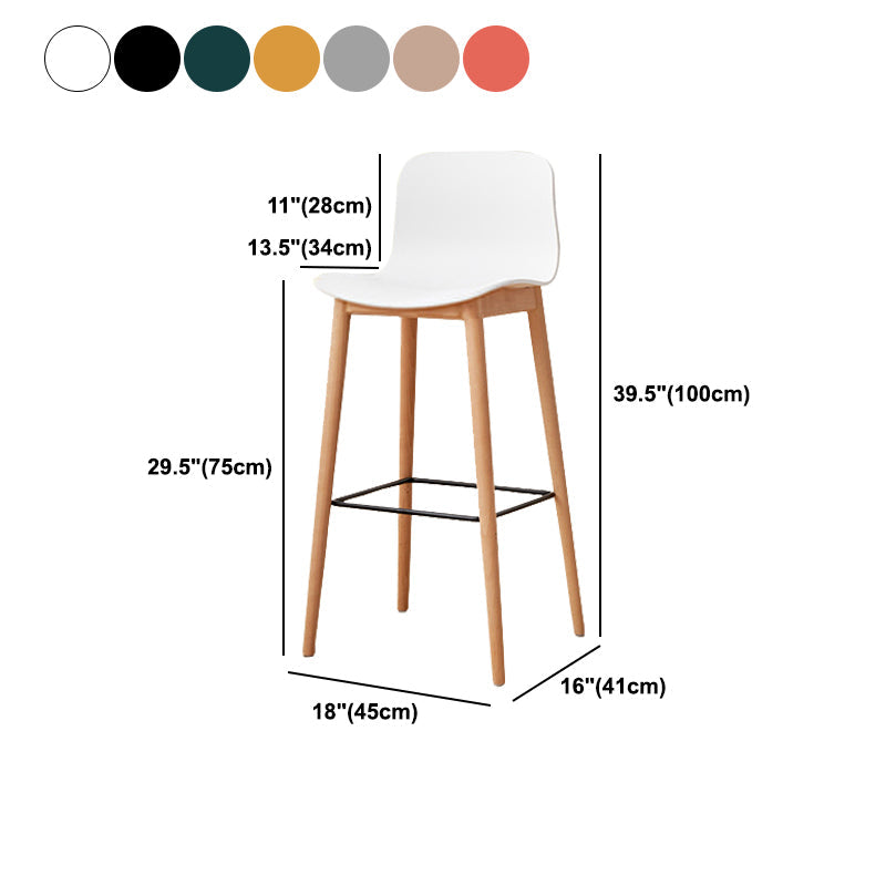 Modern Style Plastic Bar-stool Wooden Counter Bar Stool for Home Clearhalo 'Bar Furniture' 'Bar Stools' 'bar_stools' 'furn' 'furn_bar_stools' 'Furniture' 'furniture_bar_stools' 'Kitchen & Dining Furniture' 5061575