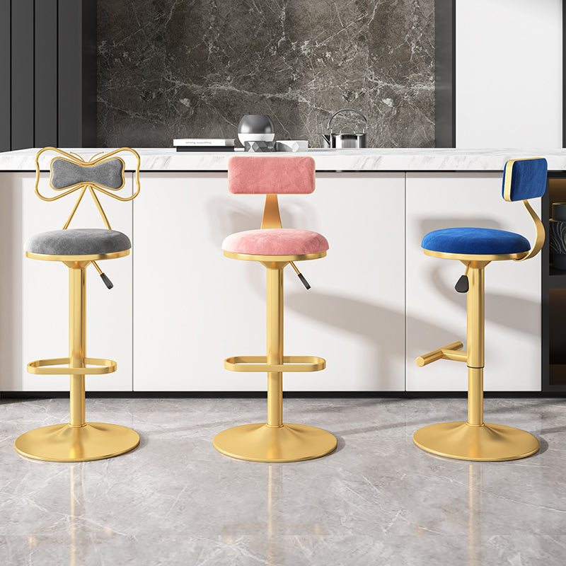 Glam Rotatable Backrest Counter Stool Steel Kitchen Bar Stool with Cushion and Pedal Clearhalo 'Bar Furniture' 'Bar Stools' 'bar_stools' 'furn' 'furn_bar_stools' 'Furniture' 'furniture_bar_stools' 'Kitchen & Dining Furniture' 5061576