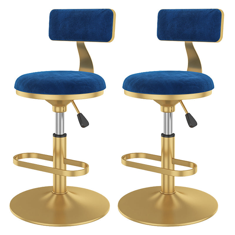 Glam Rotatable Backrest Counter Stool Steel Kitchen Bar Stool with Cushion and Pedal Blue 2 Piece Set Short Stool(18"H) Clearhalo 'Bar Furniture' 'Bar Stools' 'bar_stools' 'furn' 'furn_bar_stools' 'Furniture' 'furniture_bar_stools' 'Kitchen & Dining Furniture' 5061577