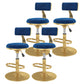Glam Rotatable Backrest Counter Stool Steel Kitchen Bar Stool with Cushion and Pedal Blue 4 Piece Set Short Stool(18"H) Clearhalo 'Bar Furniture' 'Bar Stools' 'bar_stools' 'furn' 'furn_bar_stools' 'Furniture' 'furniture_bar_stools' 'Kitchen & Dining Furniture' 5061579