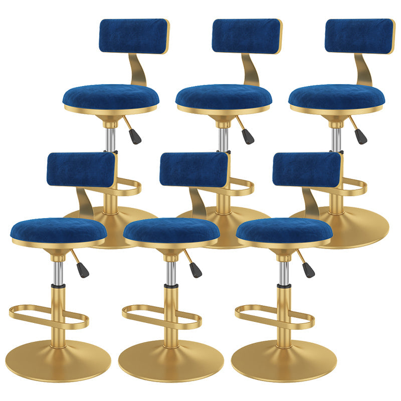 Glam Rotatable Backrest Counter Stool Steel Kitchen Bar Stool with Cushion and Pedal Blue 6 Piece Set Short Stool(18"H) Clearhalo 'Bar Furniture' 'Bar Stools' 'bar_stools' 'furn' 'furn_bar_stools' 'Furniture' 'furniture_bar_stools' 'Kitchen & Dining Furniture' 5061580