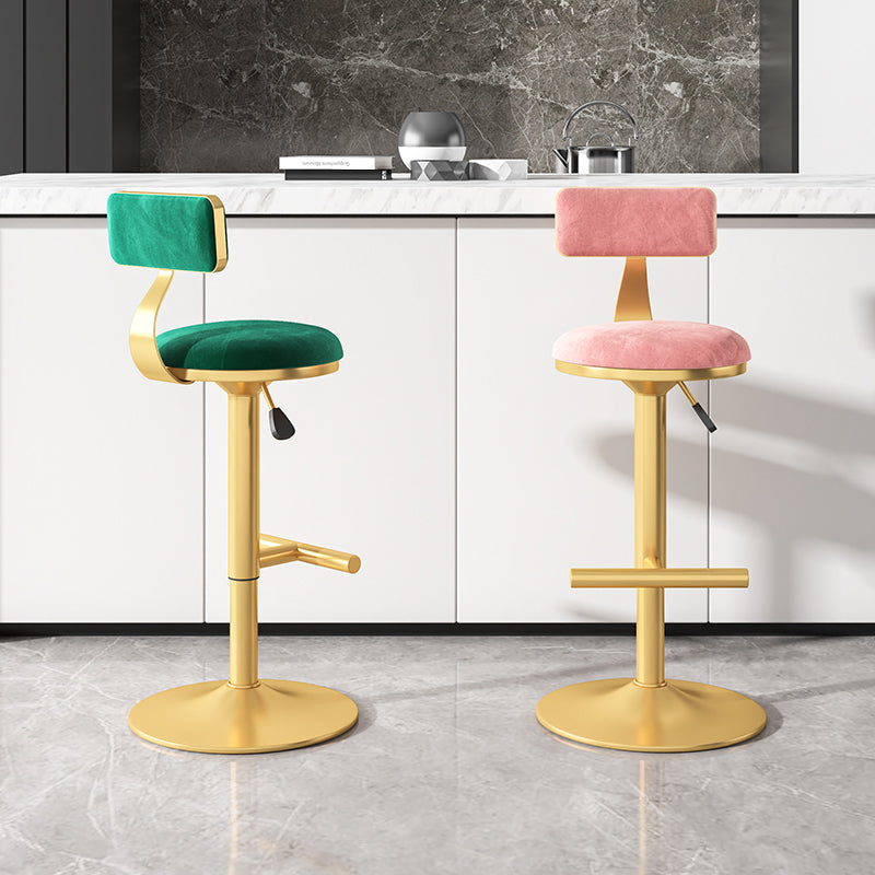 Glam Rotatable Backrest Counter Stool Steel Kitchen Bar Stool with Cushion and Pedal Clearhalo 'Bar Furniture' 'Bar Stools' 'bar_stools' 'furn' 'furn_bar_stools' 'Furniture' 'furniture_bar_stools' 'Kitchen & Dining Furniture' 5061581