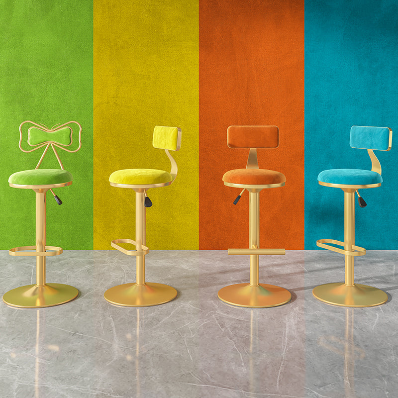 Glam Rotatable Backrest Counter Stool Steel Kitchen Bar Stool with Cushion and Pedal Clearhalo 'Bar Furniture' 'Bar Stools' 'bar_stools' 'furn' 'furn_bar_stools' 'Furniture' 'furniture_bar_stools' 'Kitchen & Dining Furniture' 5061582