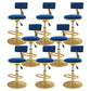 Glam Rotatable Backrest Counter Stool Steel Kitchen Bar Stool with Cushion and Pedal Blue 8 Piece Set Short Stool(18"H) Clearhalo 'Bar Furniture' 'Bar Stools' 'bar_stools' 'furn' 'furn_bar_stools' 'Furniture' 'furniture_bar_stools' 'Kitchen & Dining Furniture' 5061583