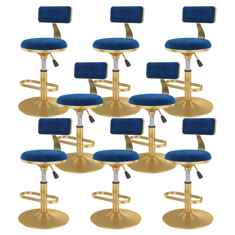 Glam Rotatable Backrest Counter Stool Steel Kitchen Bar Stool with Cushion and Pedal Blue 8 Piece Set Short Stool(18"H) Clearhalo 'Bar Furniture' 'Bar Stools' 'bar_stools' 'furn' 'furn_bar_stools' 'Furniture' 'furniture_bar_stools' 'Kitchen & Dining Furniture' 5061583