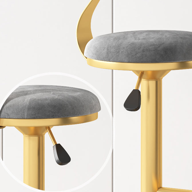 Glam Rotatable Backrest Counter Stool Steel Kitchen Bar Stool with Cushion and Pedal Clearhalo 'Bar Furniture' 'Bar Stools' 'bar_stools' 'furn' 'furn_bar_stools' 'Furniture' 'furniture_bar_stools' 'Kitchen & Dining Furniture' 5061588