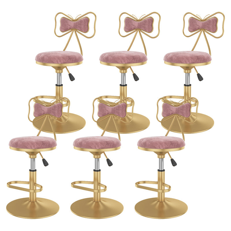 Glam Rotatable Backrest Counter Stool Steel Kitchen Bar Stool with Cushion and Pedal Light Pink 6 Piece Set Short Stool(18"H) Clearhalo 'Bar Furniture' 'Bar Stools' 'bar_stools' 'furn' 'furn_bar_stools' 'Furniture' 'furniture_bar_stools' 'Kitchen & Dining Furniture' 5061589