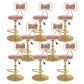 Glam Rotatable Backrest Counter Stool Steel Kitchen Bar Stool with Cushion and Pedal Light Pink 8 Piece Set Short Stool(18"H) Clearhalo 'Bar Furniture' 'Bar Stools' 'bar_stools' 'furn' 'furn_bar_stools' 'Furniture' 'furniture_bar_stools' 'Kitchen & Dining Furniture' 5061590
