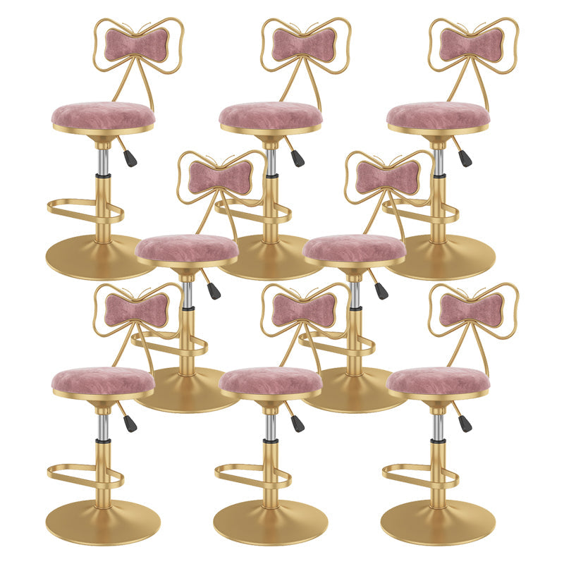 Glam Rotatable Backrest Counter Stool Steel Kitchen Bar Stool with Cushion and Pedal Light Pink 8 Piece Set Short Stool(18"H) Clearhalo 'Bar Furniture' 'Bar Stools' 'bar_stools' 'furn' 'furn_bar_stools' 'Furniture' 'furniture_bar_stools' 'Kitchen & Dining Furniture' 5061590