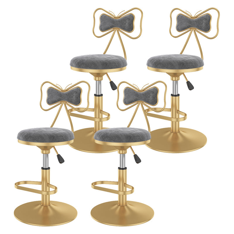 Glam Rotatable Backrest Counter Stool Steel Kitchen Bar Stool with Cushion and Pedal Light Gray 4 Piece Set Short Stool(18"H) Clearhalo 'Bar Furniture' 'Bar Stools' 'bar_stools' 'furn' 'furn_bar_stools' 'Furniture' 'furniture_bar_stools' 'Kitchen & Dining Furniture' 5061594