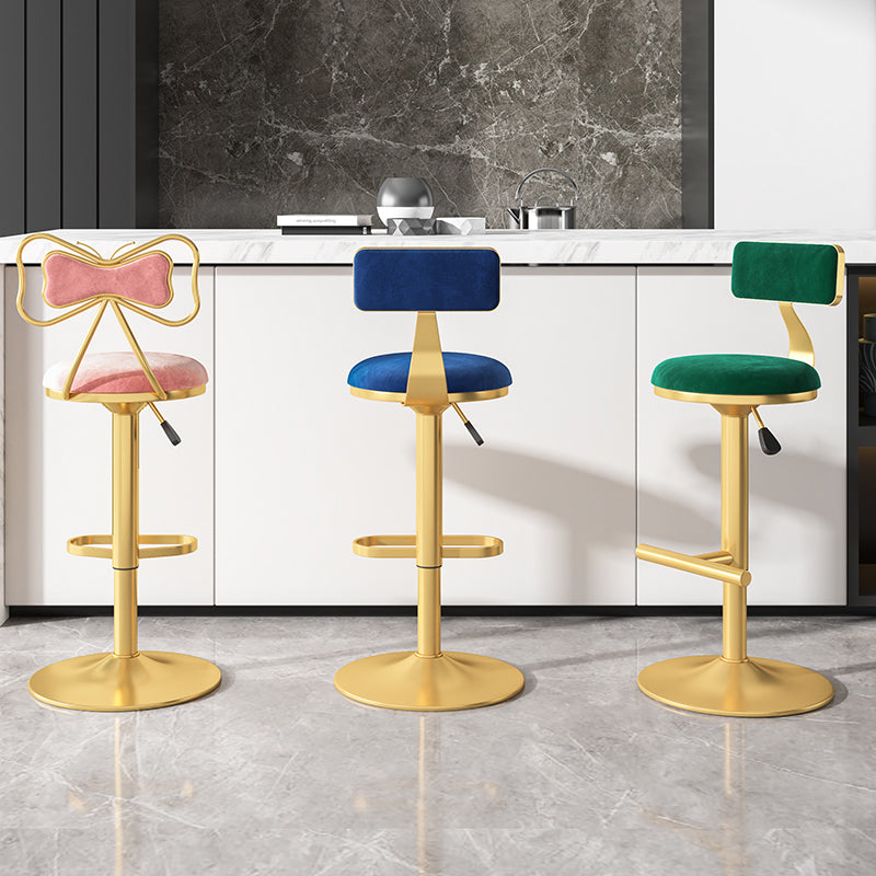 Glam Rotatable Backrest Counter Stool Steel Kitchen Bar Stool with Cushion and Pedal Clearhalo 'Bar Furniture' 'Bar Stools' 'bar_stools' 'furn' 'furn_bar_stools' 'Furniture' 'furniture_bar_stools' 'Kitchen & Dining Furniture' 5061595