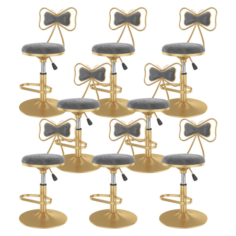 Glam Rotatable Backrest Counter Stool Steel Kitchen Bar Stool with Cushion and Pedal Light Gray 8 Piece Set Short Stool(18"H) Clearhalo 'Bar Furniture' 'Bar Stools' 'bar_stools' 'furn' 'furn_bar_stools' 'Furniture' 'furniture_bar_stools' 'Kitchen & Dining Furniture' 5061598