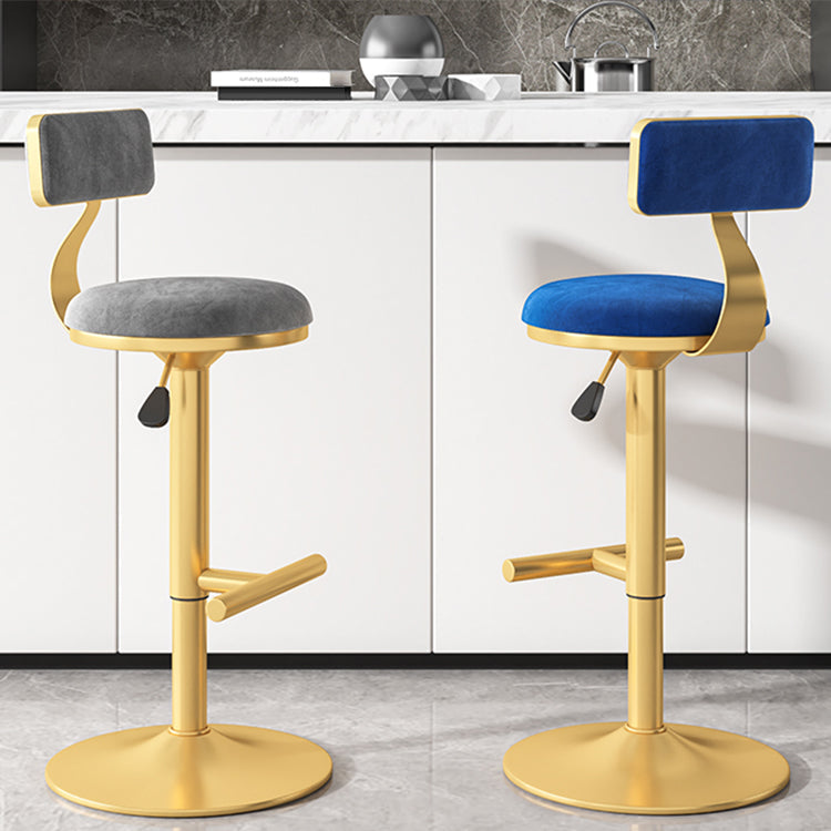 Glam Rotatable Backrest Counter Stool Steel Kitchen Bar Stool with Cushion and Pedal Clearhalo 'Bar Furniture' 'Bar Stools' 'bar_stools' 'furn' 'furn_bar_stools' 'Furniture' 'furniture_bar_stools' 'Kitchen & Dining Furniture' 5061599