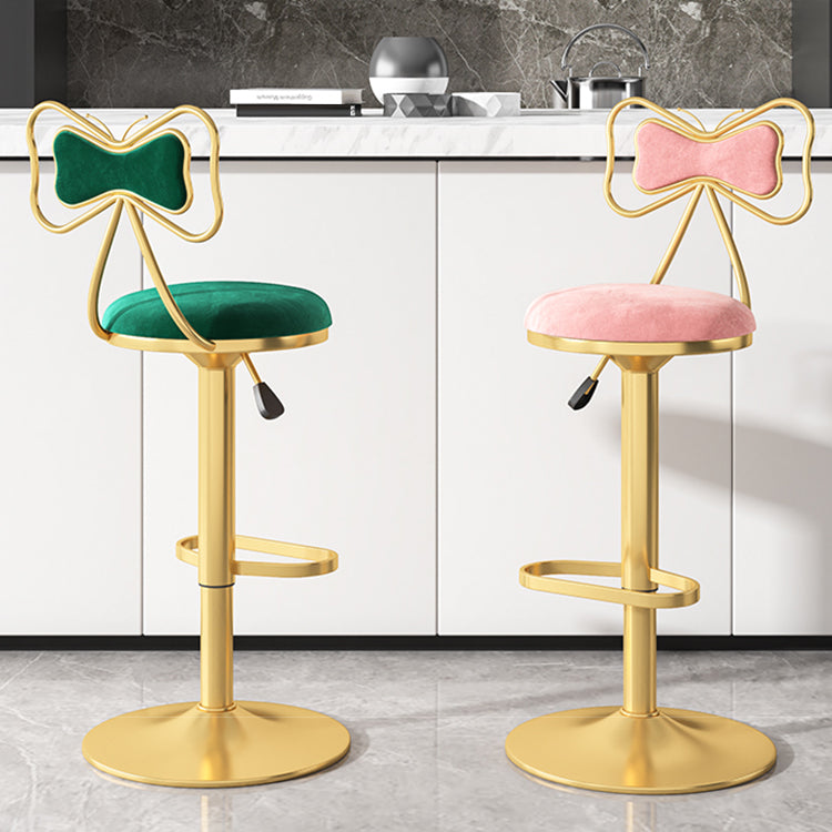Glam Rotatable Backrest Counter Stool Steel Kitchen Bar Stool with Cushion and Pedal Clearhalo 'Bar Furniture' 'Bar Stools' 'bar_stools' 'furn' 'furn_bar_stools' 'Furniture' 'furniture_bar_stools' 'Kitchen & Dining Furniture' 5061600