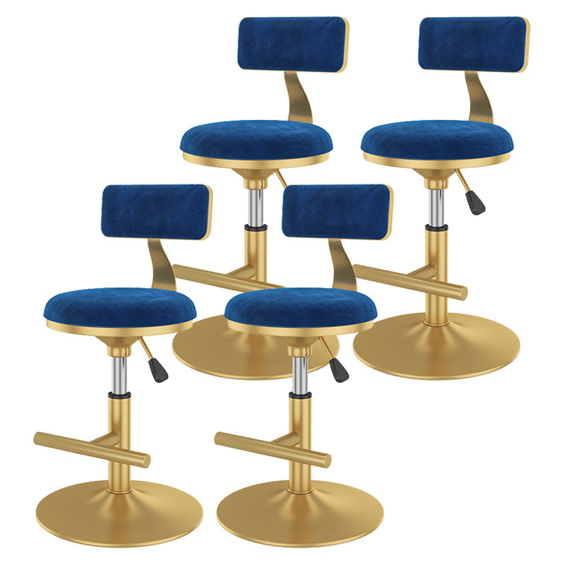 Glam Rotatable Backrest Counter Stool Steel Kitchen Bar Stool with Cushion and Pedal Dark Blue 4 Piece Set Short Stool(18"H) Clearhalo 'Bar Furniture' 'Bar Stools' 'bar_stools' 'furn' 'furn_bar_stools' 'Furniture' 'furniture_bar_stools' 'Kitchen & Dining Furniture' 5061602