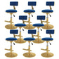 Glam Rotatable Backrest Counter Stool Steel Kitchen Bar Stool with Cushion and Pedal Dark Blue 8 Piece Set Short Stool(18"H) Clearhalo 'Bar Furniture' 'Bar Stools' 'bar_stools' 'furn' 'furn_bar_stools' 'Furniture' 'furniture_bar_stools' 'Kitchen & Dining Furniture' 5061605