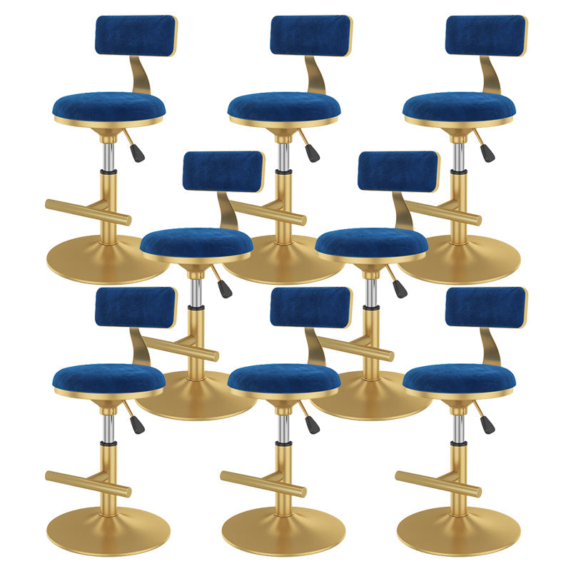 Glam Rotatable Backrest Counter Stool Steel Kitchen Bar Stool with Cushion and Pedal Dark Blue 8 Piece Set Short Stool(18"H) Clearhalo 'Bar Furniture' 'Bar Stools' 'bar_stools' 'furn' 'furn_bar_stools' 'Furniture' 'furniture_bar_stools' 'Kitchen & Dining Furniture' 5061605