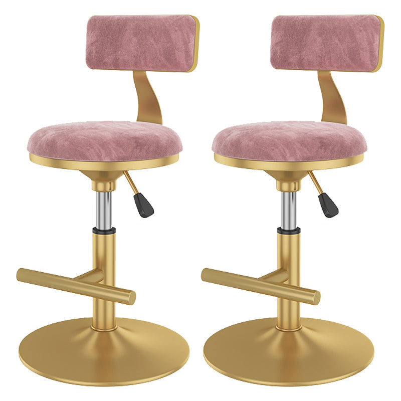 Glam Rotatable Backrest Counter Stool Steel Kitchen Bar Stool with Cushion and Pedal Nude Pink 2 Piece Set Short Stool(18"H) Clearhalo 'Bar Furniture' 'Bar Stools' 'bar_stools' 'furn' 'furn_bar_stools' 'Furniture' 'furniture_bar_stools' 'Kitchen & Dining Furniture' 5061606