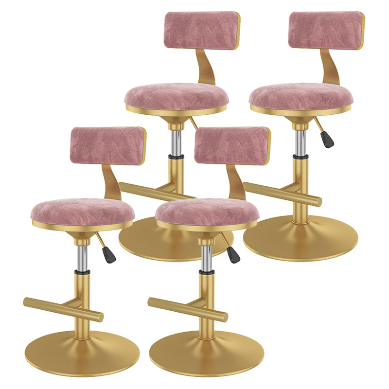Glam Rotatable Backrest Counter Stool Steel Kitchen Bar Stool with Cushion and Pedal Nude Pink 4 Piece Set Short Stool(18"H) Clearhalo 'Bar Furniture' 'Bar Stools' 'bar_stools' 'furn' 'furn_bar_stools' 'Furniture' 'furniture_bar_stools' 'Kitchen & Dining Furniture' 5061607