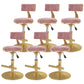 Glam Rotatable Backrest Counter Stool Steel Kitchen Bar Stool with Cushion and Pedal Nude Pink 6 Piece Set Short Stool(18"H) Clearhalo 'Bar Furniture' 'Bar Stools' 'bar_stools' 'furn' 'furn_bar_stools' 'Furniture' 'furniture_bar_stools' 'Kitchen & Dining Furniture' 5061608