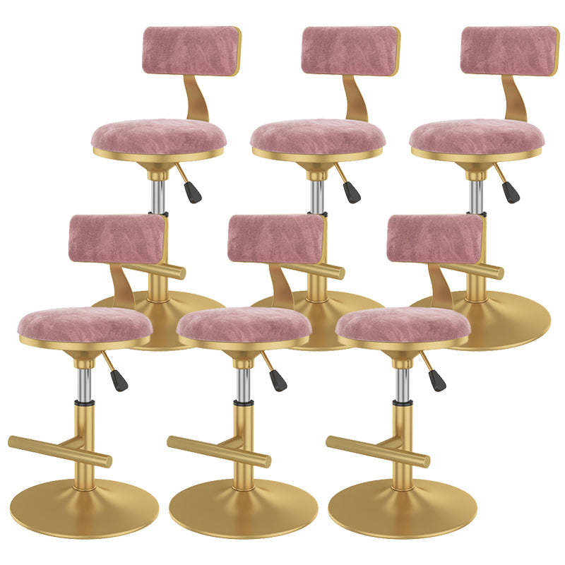 Glam Rotatable Backrest Counter Stool Steel Kitchen Bar Stool with Cushion and Pedal Nude Pink 6 Piece Set Short Stool(18"H) Clearhalo 'Bar Furniture' 'Bar Stools' 'bar_stools' 'furn' 'furn_bar_stools' 'Furniture' 'furniture_bar_stools' 'Kitchen & Dining Furniture' 5061608