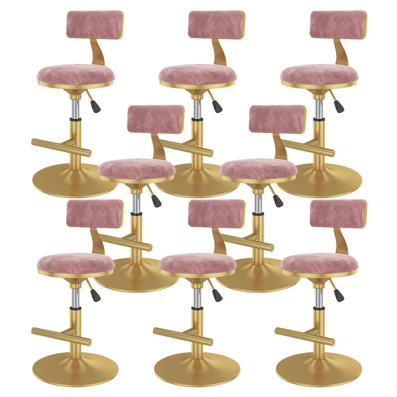 Glam Rotatable Backrest Counter Stool Steel Kitchen Bar Stool with Cushion and Pedal Nude Pink 8 Piece Set Short Stool(18"H) Clearhalo 'Bar Furniture' 'Bar Stools' 'bar_stools' 'furn' 'furn_bar_stools' 'Furniture' 'furniture_bar_stools' 'Kitchen & Dining Furniture' 5061609