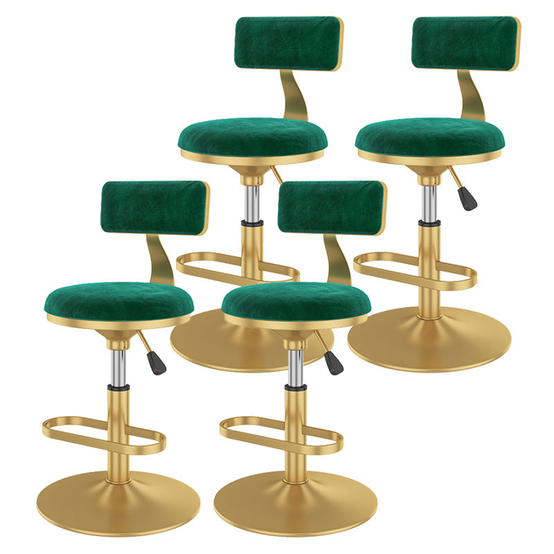 Glam Rotatable Backrest Counter Stool Steel Kitchen Bar Stool with Cushion and Pedal Green 4 Piece Set Short Stool(18"H) Clearhalo 'Bar Furniture' 'Bar Stools' 'bar_stools' 'furn' 'furn_bar_stools' 'Furniture' 'furniture_bar_stools' 'Kitchen & Dining Furniture' 5061611
