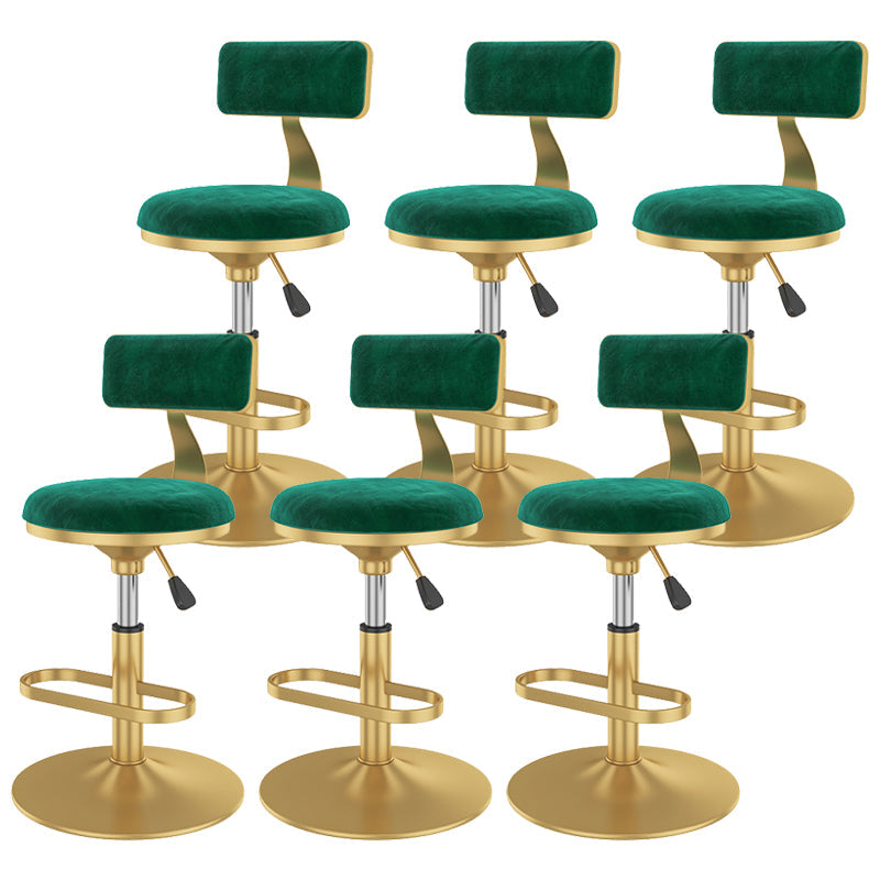 Glam Rotatable Backrest Counter Stool Steel Kitchen Bar Stool with Cushion and Pedal Green 6 Piece Set Short Stool(18"H) Clearhalo 'Bar Furniture' 'Bar Stools' 'bar_stools' 'furn' 'furn_bar_stools' 'Furniture' 'furniture_bar_stools' 'Kitchen & Dining Furniture' 5061612