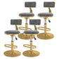 Glam Rotatable Backrest Counter Stool Steel Kitchen Bar Stool with Cushion and Pedal Grey 4 Piece Set Short Stool(18"H) Clearhalo 'Bar Furniture' 'Bar Stools' 'bar_stools' 'furn' 'furn_bar_stools' 'Furniture' 'furniture_bar_stools' 'Kitchen & Dining Furniture' 5061615
