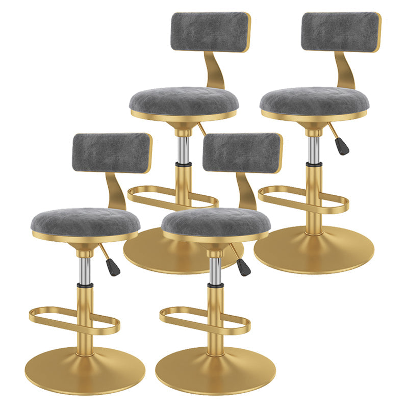 Glam Rotatable Backrest Counter Stool Steel Kitchen Bar Stool with Cushion and Pedal Grey 4 Piece Set Short Stool(18"H) Clearhalo 'Bar Furniture' 'Bar Stools' 'bar_stools' 'furn' 'furn_bar_stools' 'Furniture' 'furniture_bar_stools' 'Kitchen & Dining Furniture' 5061615