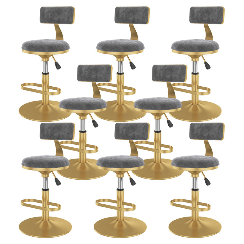 Glam Rotatable Backrest Counter Stool Steel Kitchen Bar Stool with Cushion and Pedal Grey 8 Piece Set Short Stool(18"H) Clearhalo 'Bar Furniture' 'Bar Stools' 'bar_stools' 'furn' 'furn_bar_stools' 'Furniture' 'furniture_bar_stools' 'Kitchen & Dining Furniture' 5061617