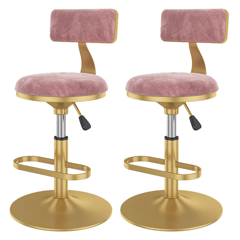 Glam Rotatable Backrest Counter Stool Steel Kitchen Bar Stool with Cushion and Pedal Pink 2 Piece Set Short Stool(18"H) Clearhalo 'Bar Furniture' 'Bar Stools' 'bar_stools' 'furn' 'furn_bar_stools' 'Furniture' 'furniture_bar_stools' 'Kitchen & Dining Furniture' 5061618