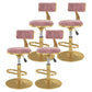 Glam Rotatable Backrest Counter Stool Steel Kitchen Bar Stool with Cushion and Pedal Pink 4 Piece Set Short Stool(18"H) Clearhalo 'Bar Furniture' 'Bar Stools' 'bar_stools' 'furn' 'furn_bar_stools' 'Furniture' 'furniture_bar_stools' 'Kitchen & Dining Furniture' 5061619