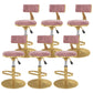 Glam Rotatable Backrest Counter Stool Steel Kitchen Bar Stool with Cushion and Pedal Pink 6 Piece Set Short Stool(18"H) Clearhalo 'Bar Furniture' 'Bar Stools' 'bar_stools' 'furn' 'furn_bar_stools' 'Furniture' 'furniture_bar_stools' 'Kitchen & Dining Furniture' 5061620