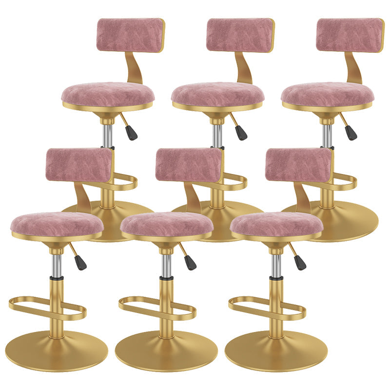 Glam Rotatable Backrest Counter Stool Steel Kitchen Bar Stool with Cushion and Pedal Pink 6 Piece Set Short Stool(18"H) Clearhalo 'Bar Furniture' 'Bar Stools' 'bar_stools' 'furn' 'furn_bar_stools' 'Furniture' 'furniture_bar_stools' 'Kitchen & Dining Furniture' 5061620