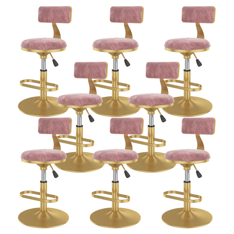Glam Rotatable Backrest Counter Stool Steel Kitchen Bar Stool with Cushion and Pedal Pink 8 Piece Set Short Stool(18"H) Clearhalo 'Bar Furniture' 'Bar Stools' 'bar_stools' 'furn' 'furn_bar_stools' 'Furniture' 'furniture_bar_stools' 'Kitchen & Dining Furniture' 5061621