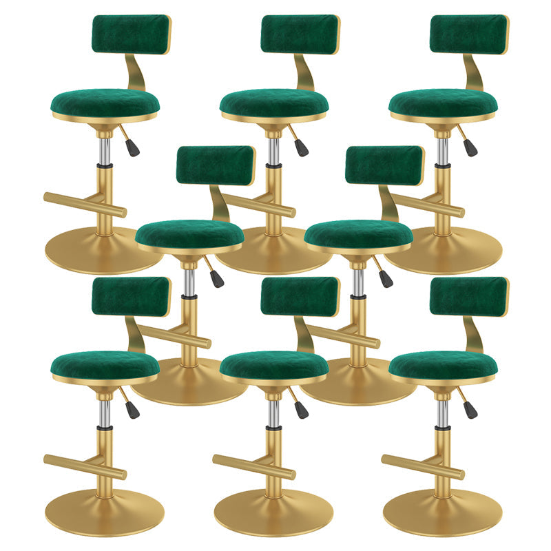 Glam Rotatable Backrest Counter Stool Steel Kitchen Bar Stool with Cushion and Pedal Fluorescent Green 8 Piece Set Short Stool(18"H) Clearhalo 'Bar Furniture' 'Bar Stools' 'bar_stools' 'furn' 'furn_bar_stools' 'Furniture' 'furniture_bar_stools' 'Kitchen & Dining Furniture' 5061625
