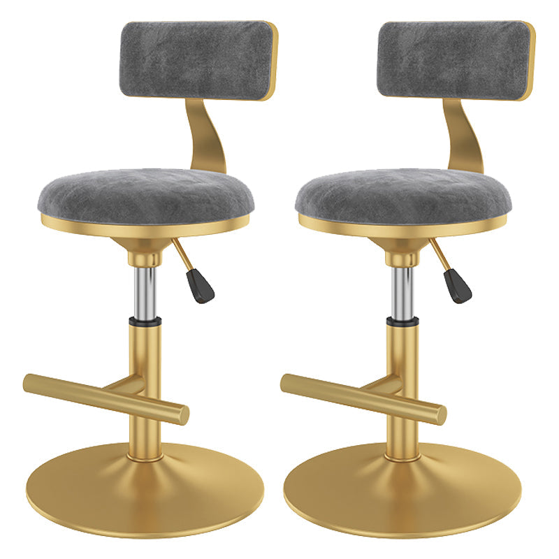 Glam Rotatable Backrest Counter Stool Steel Kitchen Bar Stool with Cushion and Pedal Silver Gray 2 Piece Set Short Stool(18"H) Clearhalo 'Bar Furniture' 'Bar Stools' 'bar_stools' 'furn' 'furn_bar_stools' 'Furniture' 'furniture_bar_stools' 'Kitchen & Dining Furniture' 5061626