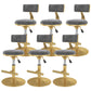 Glam Rotatable Backrest Counter Stool Steel Kitchen Bar Stool with Cushion and Pedal Silver Gray 6 Piece Set Short Stool(18"H) Clearhalo 'Bar Furniture' 'Bar Stools' 'bar_stools' 'furn' 'furn_bar_stools' 'Furniture' 'furniture_bar_stools' 'Kitchen & Dining Furniture' 5061628