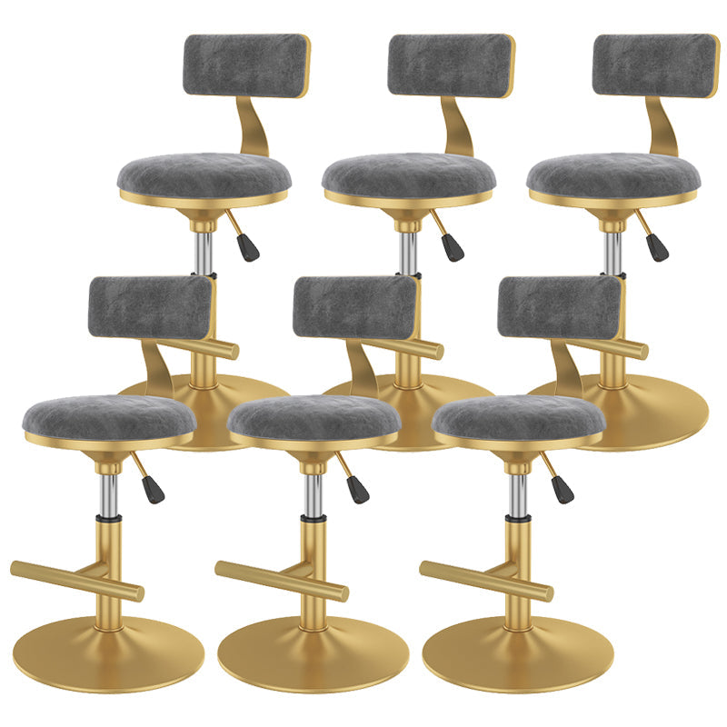 Glam Rotatable Backrest Counter Stool Steel Kitchen Bar Stool with Cushion and Pedal Silver Gray 6 Piece Set Short Stool(18"H) Clearhalo 'Bar Furniture' 'Bar Stools' 'bar_stools' 'furn' 'furn_bar_stools' 'Furniture' 'furniture_bar_stools' 'Kitchen & Dining Furniture' 5061628