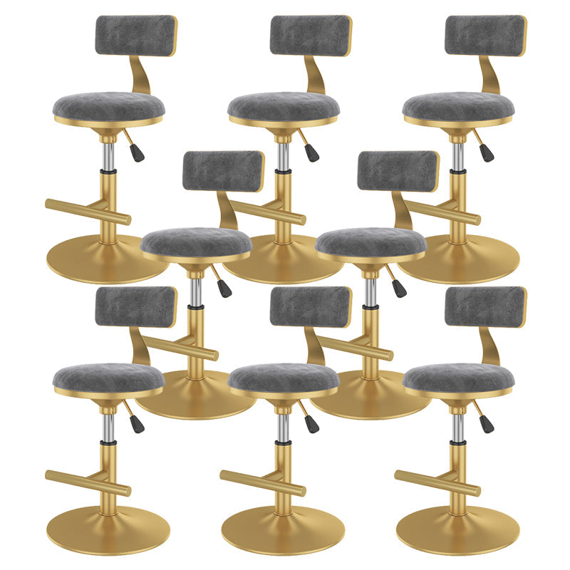Glam Rotatable Backrest Counter Stool Steel Kitchen Bar Stool with Cushion and Pedal Silver Gray 8 Piece Set Short Stool(18"H) Clearhalo 'Bar Furniture' 'Bar Stools' 'bar_stools' 'furn' 'furn_bar_stools' 'Furniture' 'furniture_bar_stools' 'Kitchen & Dining Furniture' 5061629