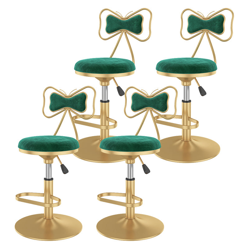 Glam Rotatable Backrest Counter Stool Steel Kitchen Bar Stool with Cushion and Pedal Light Green 4 Piece Set Short Stool(18"H) Clearhalo 'Bar Furniture' 'Bar Stools' 'bar_stools' 'furn' 'furn_bar_stools' 'Furniture' 'furniture_bar_stools' 'Kitchen & Dining Furniture' 5061631