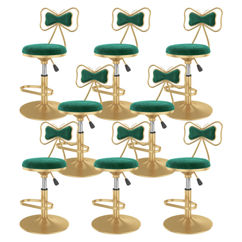 Glam Rotatable Backrest Counter Stool Steel Kitchen Bar Stool with Cushion and Pedal Light Green 8 Piece Set Short Stool(18"H) Clearhalo 'Bar Furniture' 'Bar Stools' 'bar_stools' 'furn' 'furn_bar_stools' 'Furniture' 'furniture_bar_stools' 'Kitchen & Dining Furniture' 5061633