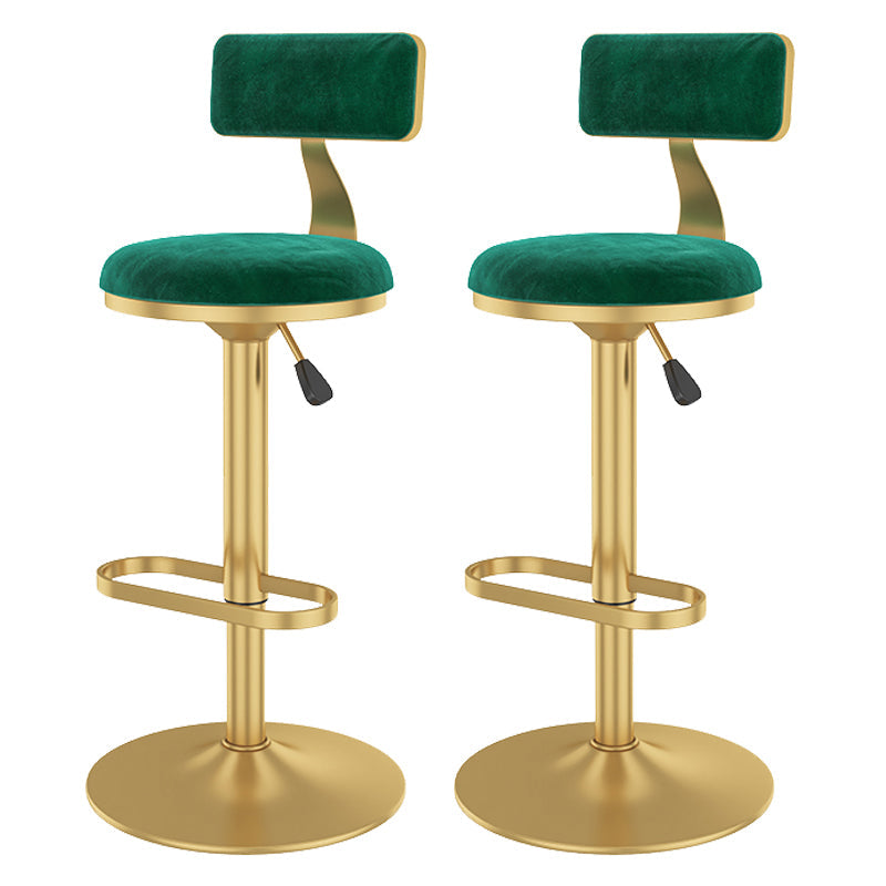 Glam Rotatable Backrest Counter Stool Steel Kitchen Bar Stool with Cushion and Pedal Green 2 Piece Set Counter Stool(26"H) Clearhalo 'Bar Furniture' 'Bar Stools' 'bar_stools' 'furn' 'furn_bar_stools' 'Furniture' 'furniture_bar_stools' 'Kitchen & Dining Furniture' 5061634