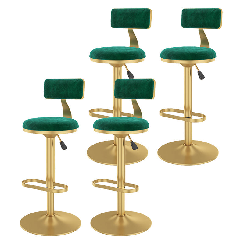 Glam Rotatable Backrest Counter Stool Steel Kitchen Bar Stool with Cushion and Pedal Green 4 Piece Set Counter Stool(26"H) Clearhalo 'Bar Furniture' 'Bar Stools' 'bar_stools' 'furn' 'furn_bar_stools' 'Furniture' 'furniture_bar_stools' 'Kitchen & Dining Furniture' 5061635