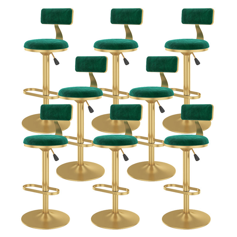 Glam Rotatable Backrest Counter Stool Steel Kitchen Bar Stool with Cushion and Pedal Green 8 Piece Set Counter Stool(26"H) Clearhalo 'Bar Furniture' 'Bar Stools' 'bar_stools' 'furn' 'furn_bar_stools' 'Furniture' 'furniture_bar_stools' 'Kitchen & Dining Furniture' 5061637
